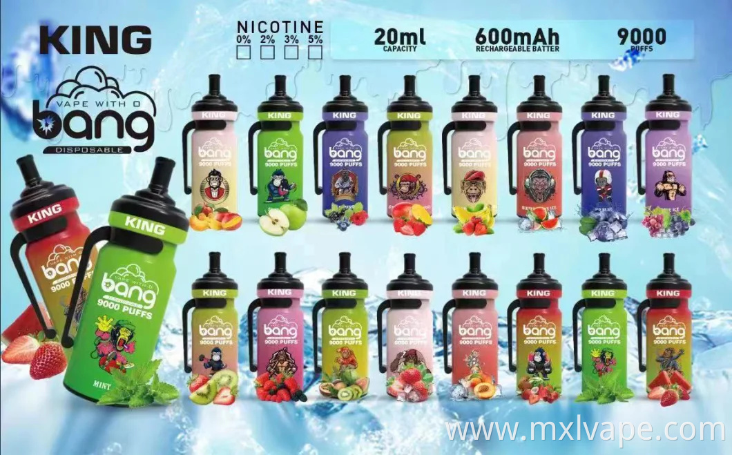 E-Cigarette Disposable Puff Vape Pen Vaporizer Bang XXL Bang King 9000 Puffs with 16 Flavor Liquid Pre-Filled